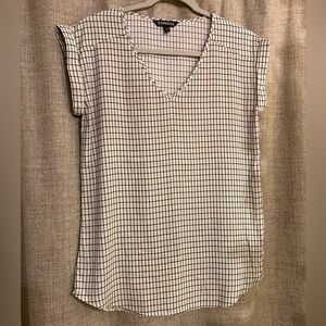 Express Women's Black and White Grid Blouse- Size Small